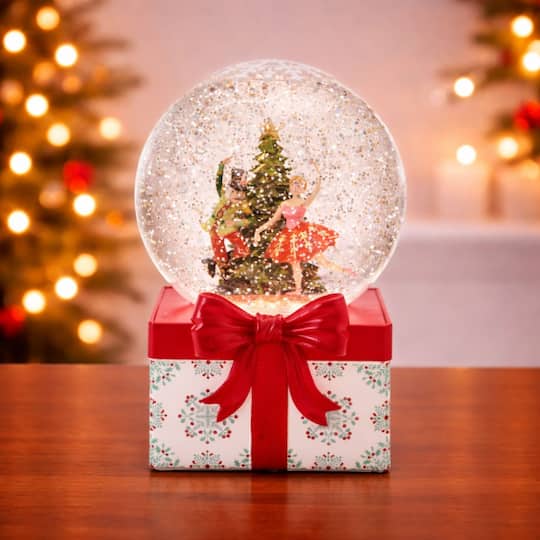 Melrose 6.75" LED Nutcracker & Ballerina Snow Globe